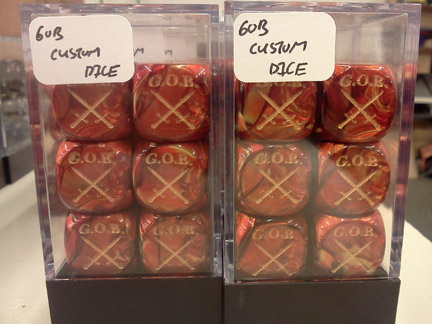 GOB Custom Dice Set: D6: Scarab: Scarlet -w/Gold