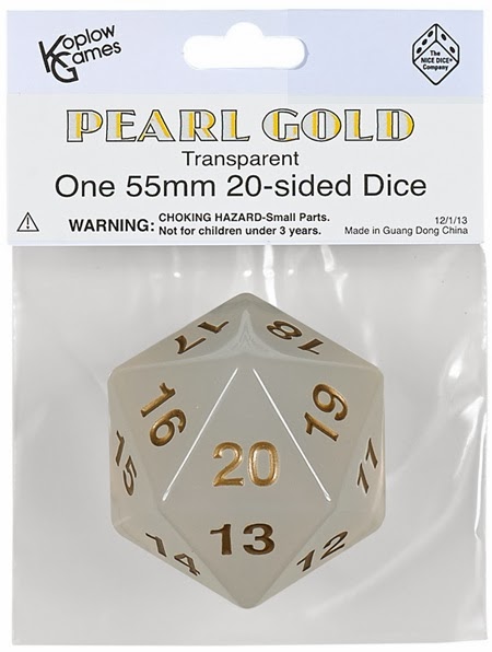 Pearl Gold: Transparent: One 55mm 20-Sided Dice