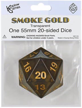 Smoke Gold: Transparent: One 55mm 20-Sided Dice