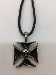 Iron Cross with Skull Necklace