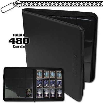 12 Pocket Card Binder, XL with Zipper (Black)