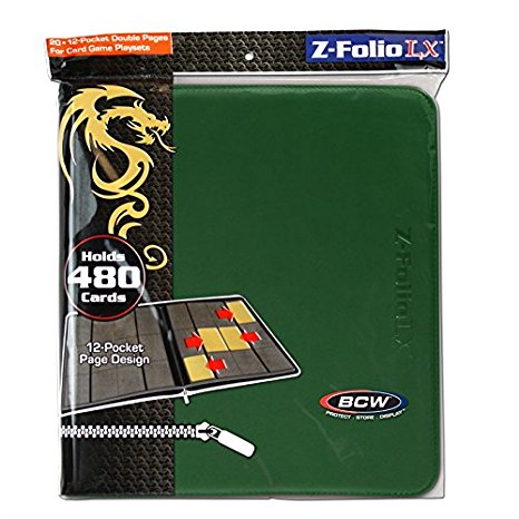 12 Pocket Card Binder, XL with Zipper (Green)