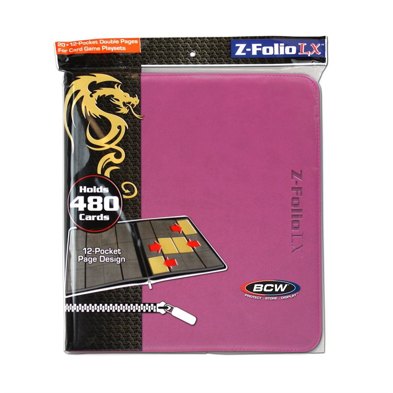 12 Pocket Card Binder, XL with Zipper (Pink)