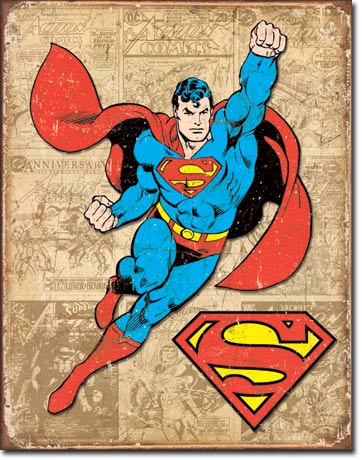 Superman Weathered Panesl Tin Sign