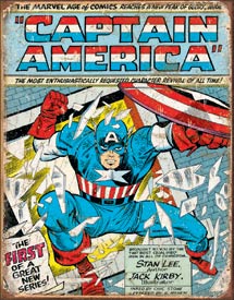 Captain America Comic Cover Tin Sign - 1970