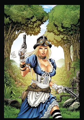 Grimm Fairy Tales: Steampunk Alice in Wonderland Coloring Book 