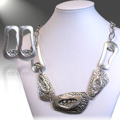 Antique Silver / Clear Necklace Set: 791701