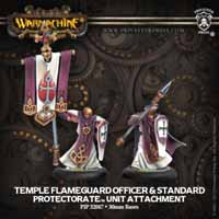 Warmachine: Protectorate of Menoth: Temple Flameguard Officer and Standard - Used