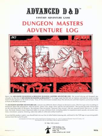 Dungeons and Dragons 1st ed: Fantasy Adventure Module: Duengeon Masters Adventure Log - Used