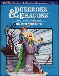 Dungeons and Dragons 1st ed: Lone Hero Expert Adventure: Blade of Vengeance -Used