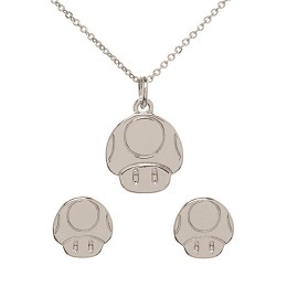 Super Mario Mushroom Necklace and Earring Set