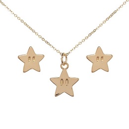 Super Mario Star Necklace and Earring Set in Tin