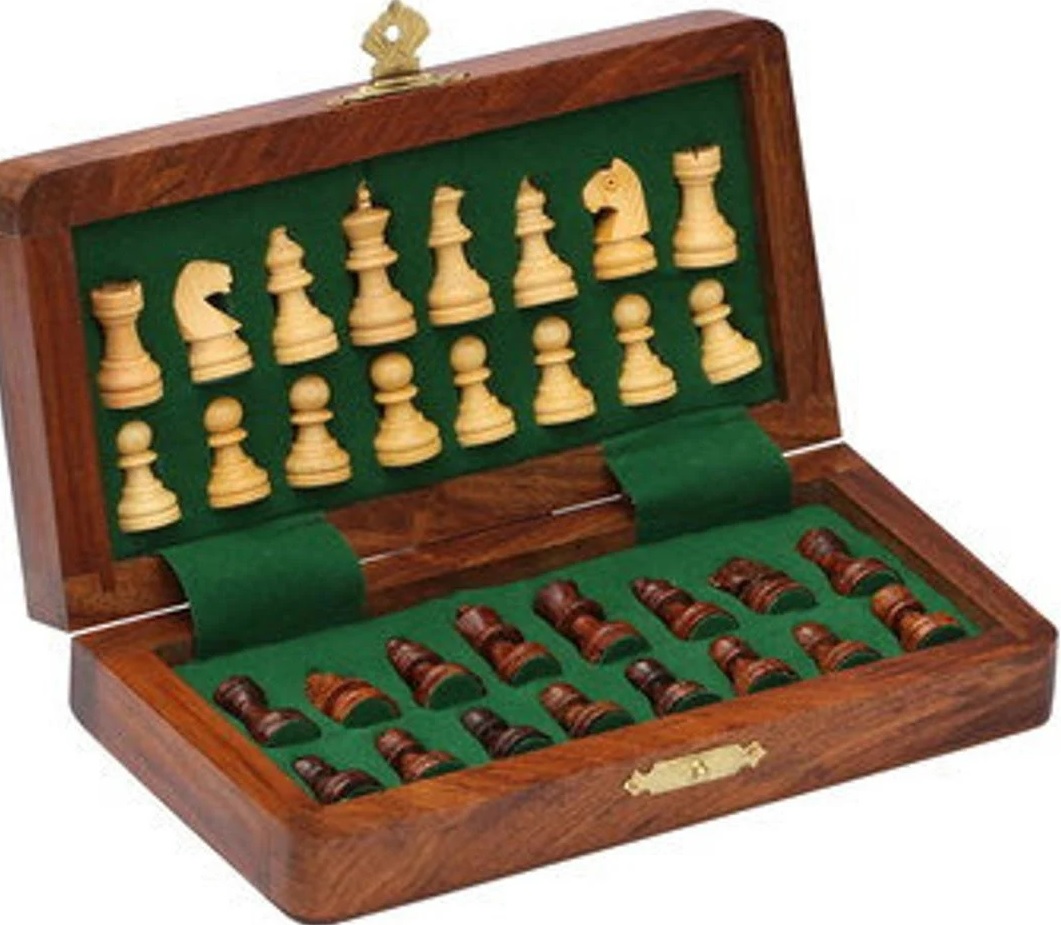 Wooden Magnetic Folding Chess Set - USED - By Seller No: 1563 John Duncan Roach Jr