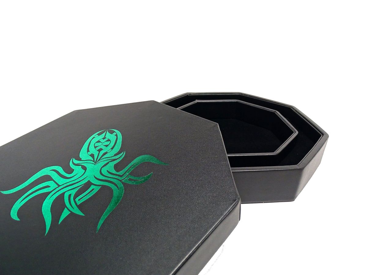 Green Cthulhu Dice Tray With Dice Staging Area and Lid