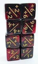 Magic the Gathering Counter Dice: Red and Black Marbled (Set of 8)