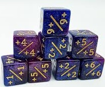 Magic the Gathering Counter Dice: Dark Blue and Purple Glitter (Set of 8)