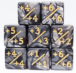 Magic the Gathering Counter Dice: Pearl and Black Marbled (Set of 8)