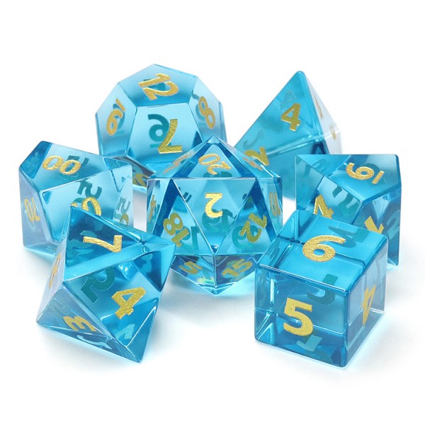 Blue Moon Glass 7 Dice Set (HD) with Case