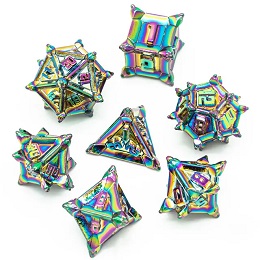 Rainbow Pinwheel Metal Dice Set