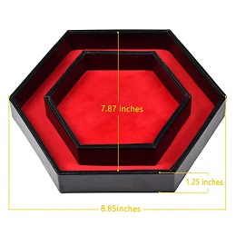 Polyurethane Leather Hexagon Dice Storage Tray: Red