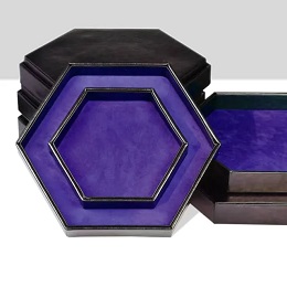 Polyurethane Leather Hexagon Dice Storage Tray: Purple