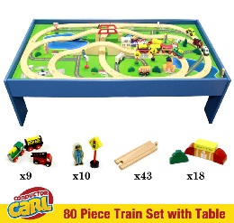 Conductor Carl 80-Piece Wooden Train Set w/ Table