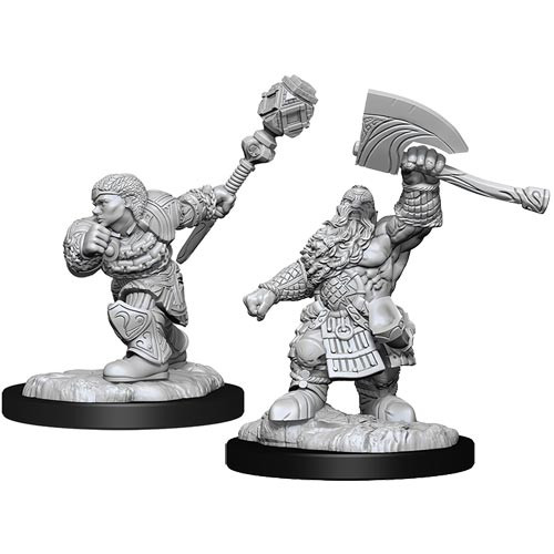 Magic The Gathering Unpainted Miniatures Wave 14: Dwarf Fighter and Dwarf Cleric