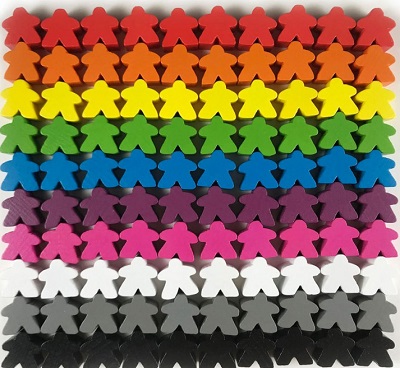 16mm Multi-Color Wooden Meeples (100)