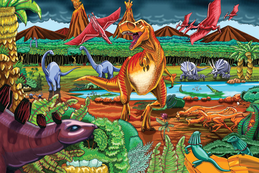 Dinosaur Volcano Floor Puzzle - 36 piece