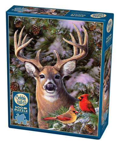 One Deer Two Cardinals Puzzle - 500 piece