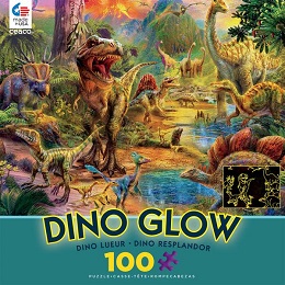 Dino Glow: Dino Landscape Puzzle - 100 Pieces