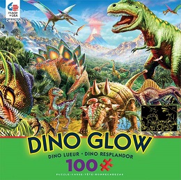 Dino Glow: Dino Party Glow in the Dark Puzzle - 100 Pieces 