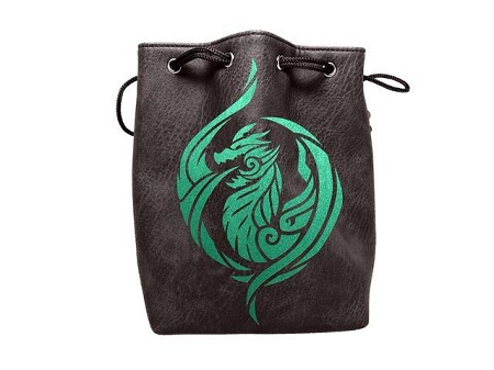 Black Leather Lite Dice Bag: Dragons Breath