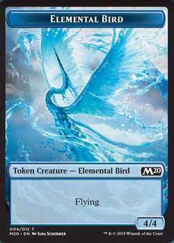 Elemental Bird Token with Flying - Blue - 4/4
