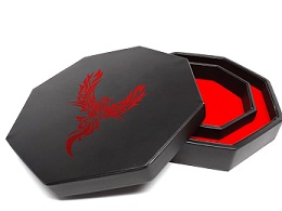 Red Phoenix Dice Tray With Dice Staging Area and Lid