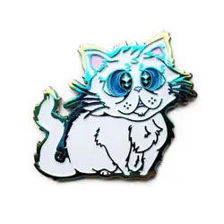 Floof Cat: White Enamel Pin