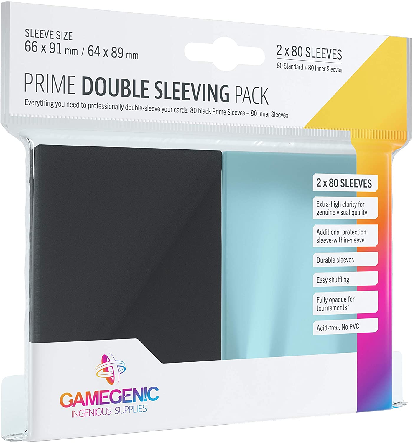 Prime Board Game Sleeves: Double Sleeving Pack Black (80 Sleeves)