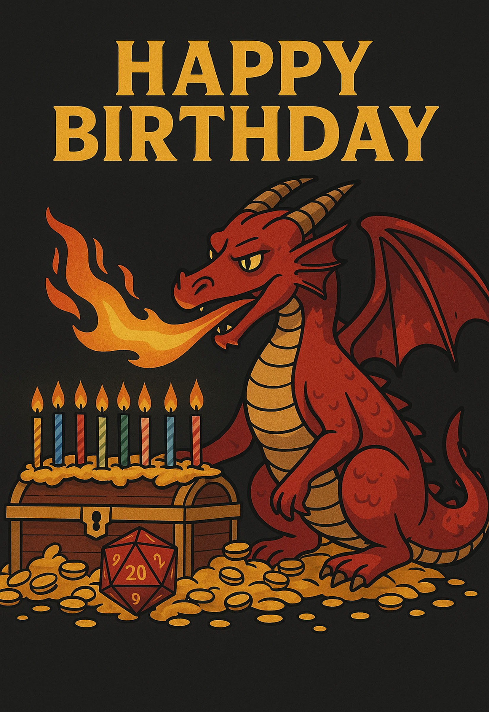 Happy Birthday: Fire comes out from Dragon