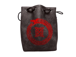 Black Leather Lite Dice Bag: Ouroboros