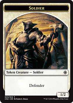 Soldier Token with Defender - White - 1/2