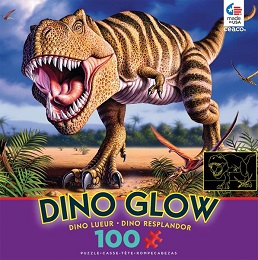 Dino Glow: T-Rex Glow in the Dark Puzzle - 100 Pieces