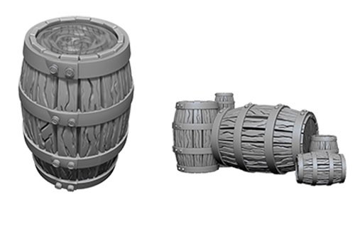 Wizkids Deep Cuts Unpainted Miniatures: Barrel and Pile of Barrels
