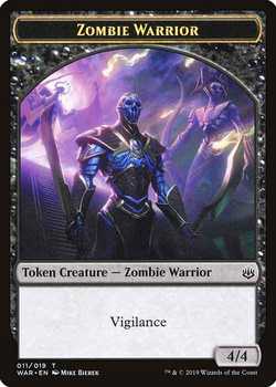 Zombie Warrior Token with Vigilance - Black - 4/4